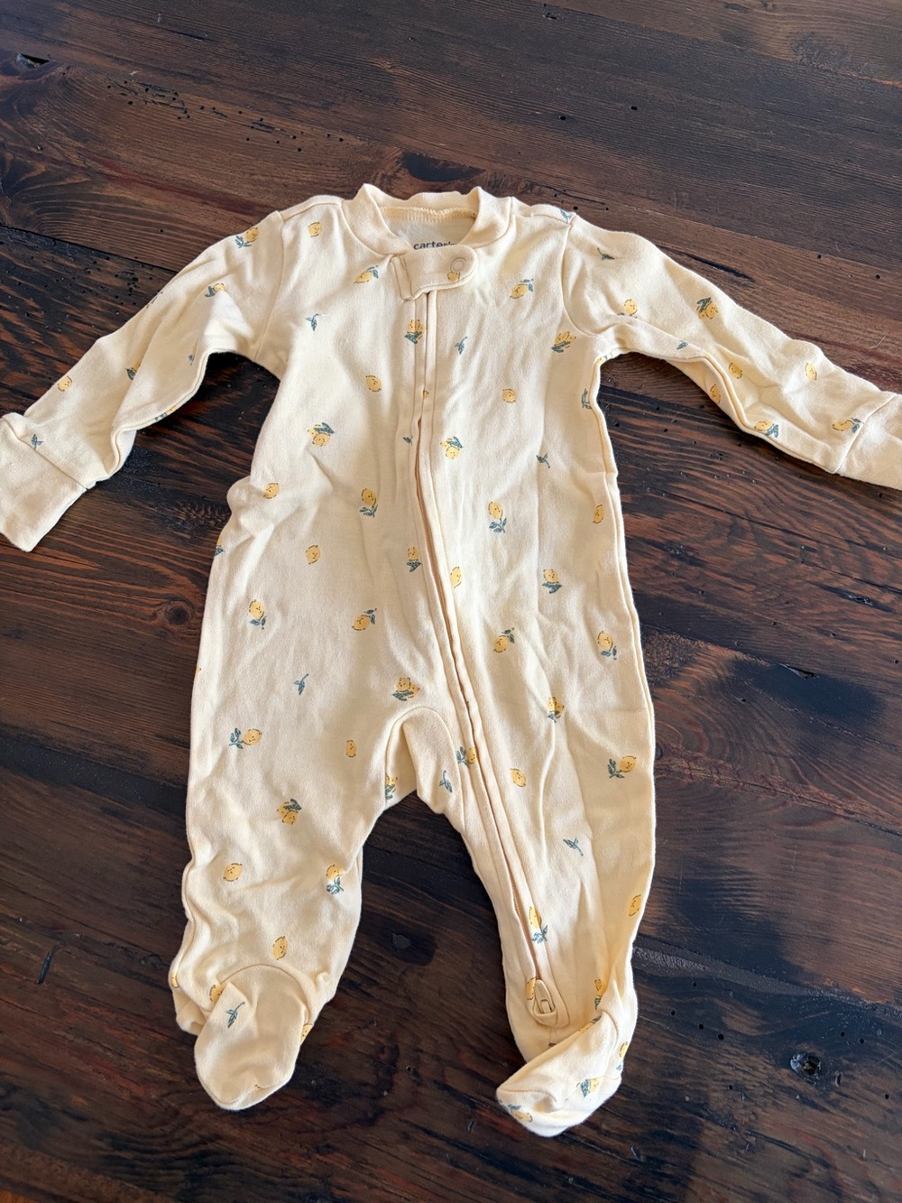 Carter's Pale Yellow Floral Footed One-Piece